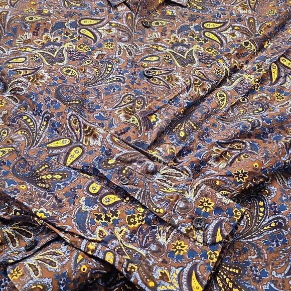 CREMIEUX Men's XL Retro Paisley Print Button Down Rocker Vintage Revival - Picture 6 of 6
